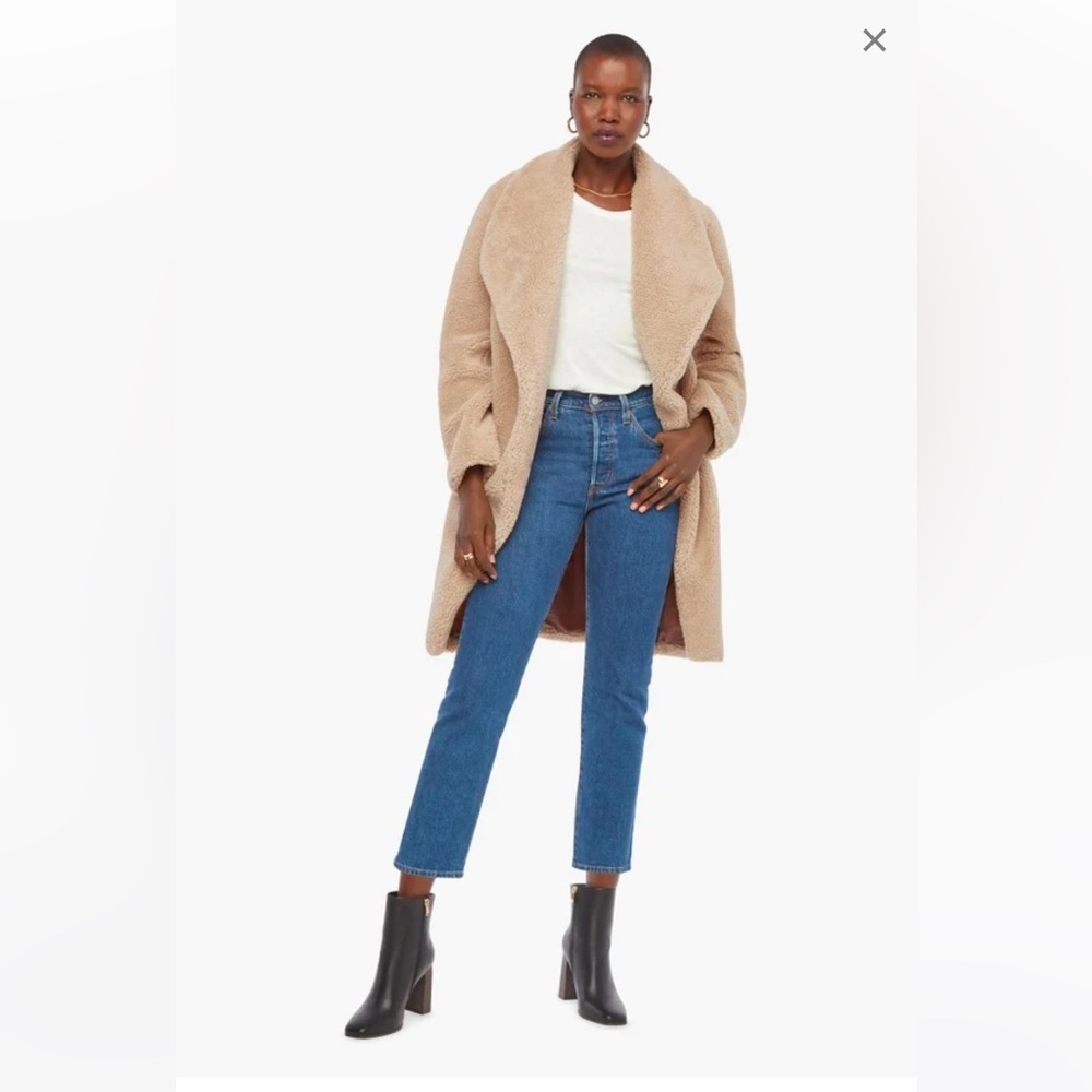 JustFab Drape Front Teddy Coat